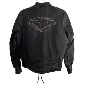 Harley Davidson Women's Riding Jacket Nylon Size Medium Orange Lined Zip Pockets